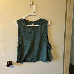 PINK Victoria's Secret Green Boxy Crop Muscle Tee